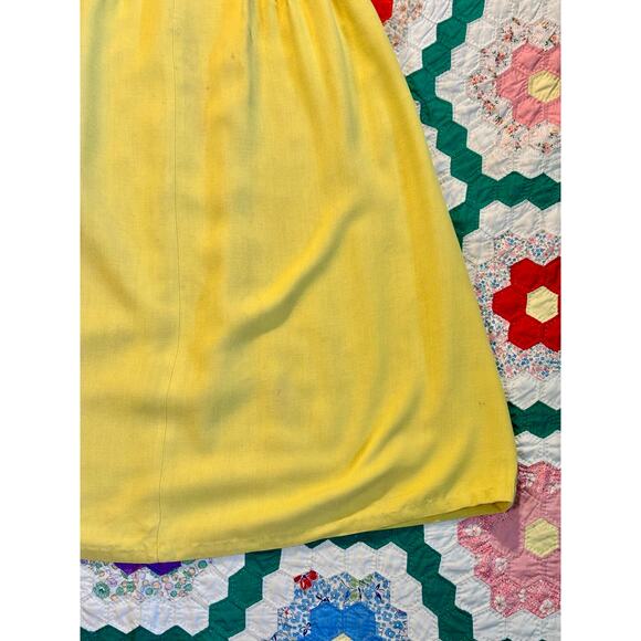 Vintage 1940s Vest & Skirt Set Butter Yellow Cotton Wounded Bird AS IS - Picture 9 of 16